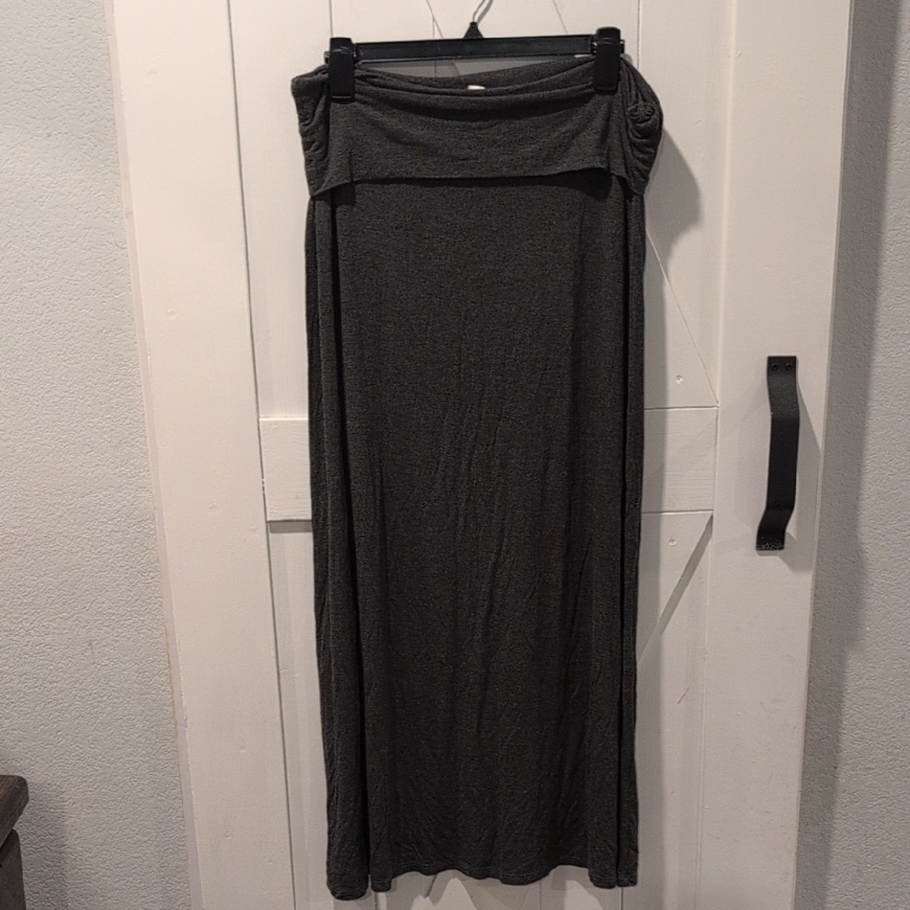 Double Take XL Dark Gray Maxi Skirt Stretch Pull On Casual